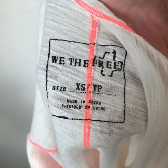 Free People We the Free neon tangerine stitch cotton tank top XS - Picture 6 of 7